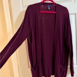 GAP Deep Burgundy Sweater Gap Burgundy Open-Front Cardigan – Women’s XL